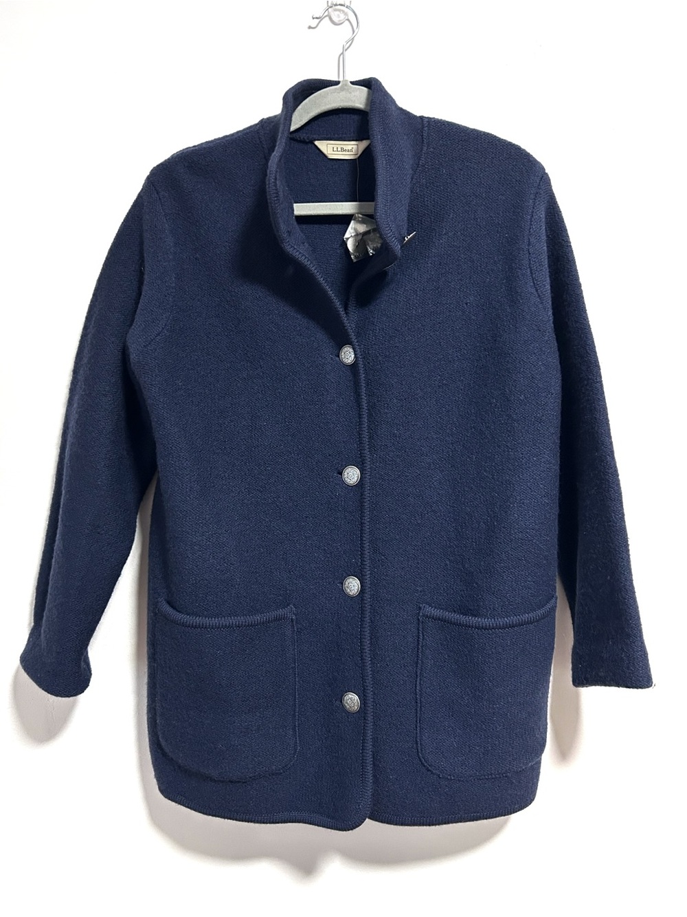 L.L. Bean Wool Sweater Jacket Size Women’s Medium M Navy Blue